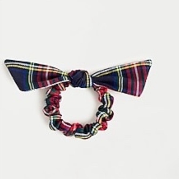NWT  J. Crew Tartan Plaid Hair Tie BOW Scrunchie - Picture 2 of 3